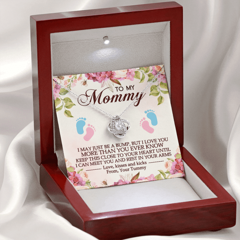 To My Mommy I May Just Be A Bump But I Love You More Than You Ever Know Love Knot Necklace