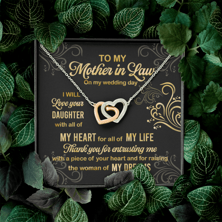 To My Mother In Law On My Wedding Day I Will Love Your Daughter Interlocking Heart Pendant Necklace