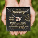 To My Mother In Law On My Wedding Day I Will Love Your Daughter Interlocking Heart Pendant Necklace