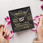 To My Mother In Law On My Wedding Day I Will Love Your Daughter Interlocking Heart Pendant Necklace