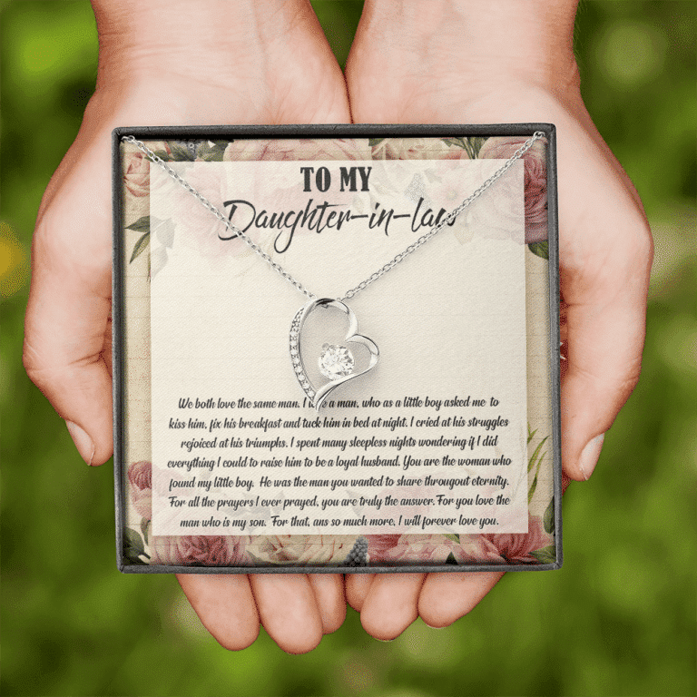 To My Daughter-In-Law We Both Love The Same Man Forever Love Necklace From Mom - Birthday Gift To Daughter