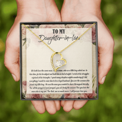 To My Daughter-In-Law We Both Love The Same Man Forever Love Necklace From Mom - Birthday Gift To Daughter