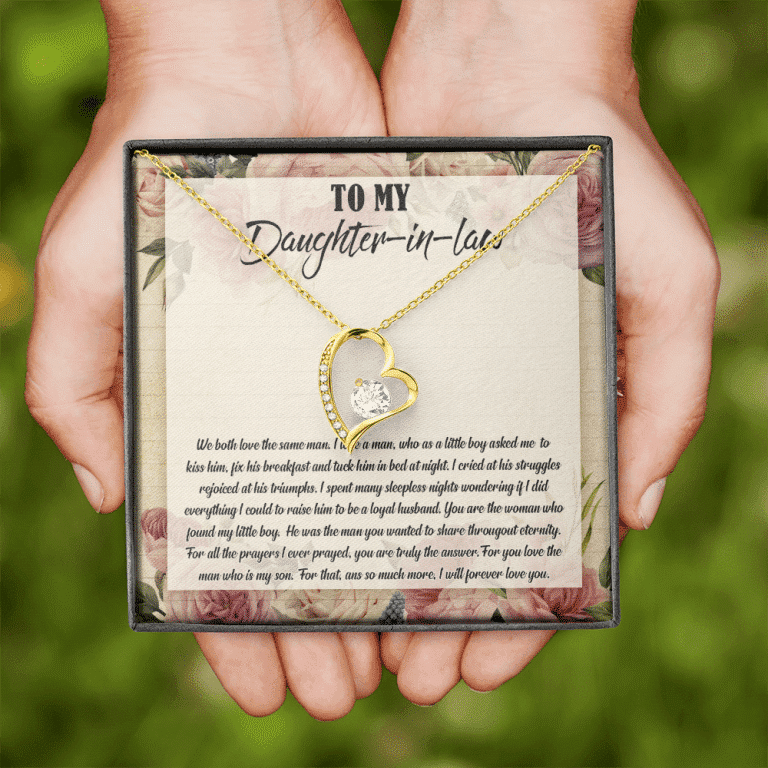 To My Daughter-In-Law We Both Love The Same Man Forever Love Necklace From Mom - Birthday Gift To Daughter