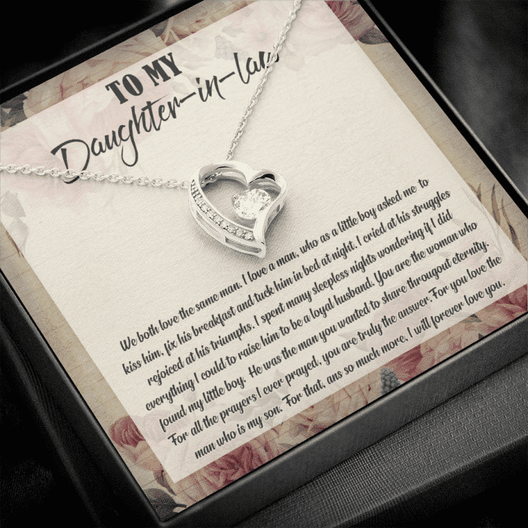 To My Daughter-In-Law We Both Love The Same Man Forever Love Necklace From Mom - Birthday Gift To Daughter