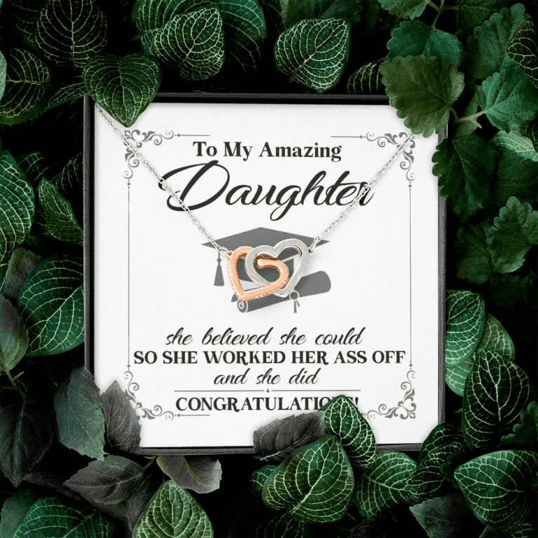 To My Daughter She Believed She Could So She Worked And She Did Interlocking Hearts Pendant Necklace
