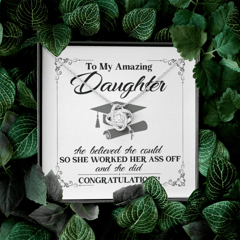 To My Daughter She Believed She Could So She Worked And She Did Love Knot Pendant Necklace