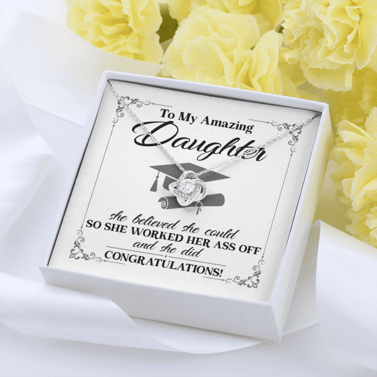 To My Daughter She Believed She Could So She Worked And She Did Love Knot Pendant Necklace