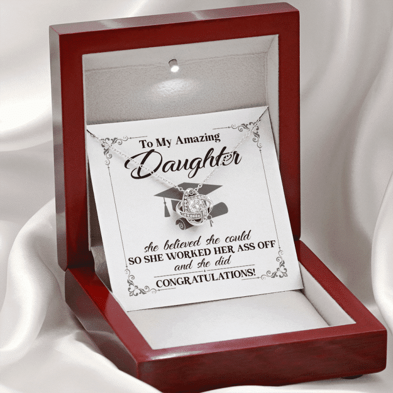 To My Daughter She Believed She Could So She Worked And She Did Love Knot Pendant Necklace