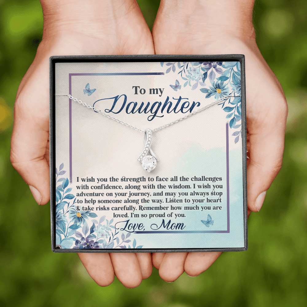 To My Daughter I Wish You The Strength To Face All Challenges Alluring Necklace - Daughter Gift Love Message Card