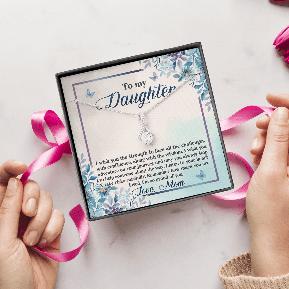 To My Daughter I Wish You The Strength To Face All Challenges Alluring Necklace - Daughter Gift Love Message Card