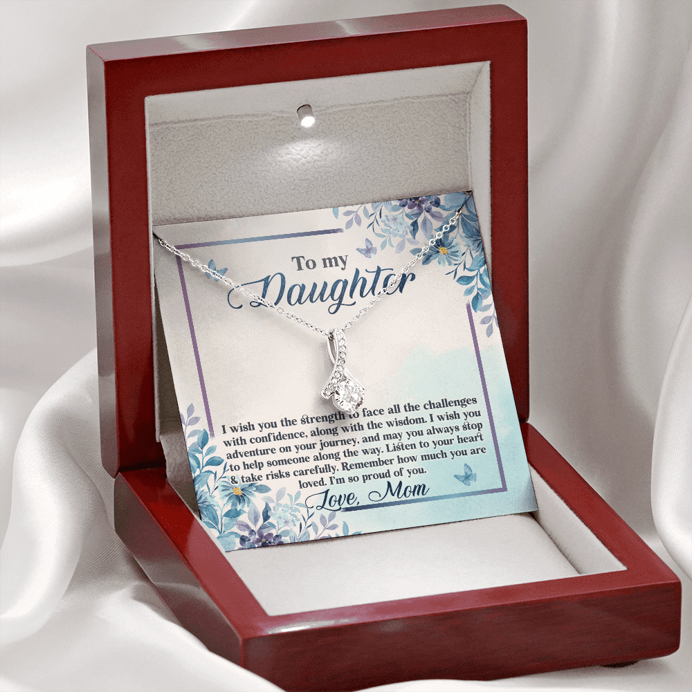 To My Daughter I Wish You The Strength To Face All Challenges Alluring Necklace - Daughter Gift Love Message Card