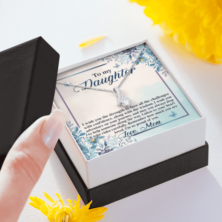 To My Daughter I Wish You The Strength To Face All Challenges Alluring Necklace - Daughter Gift Love Message Card