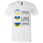 1. Peace Love Ukraine, White, V-Neck T-Shirt