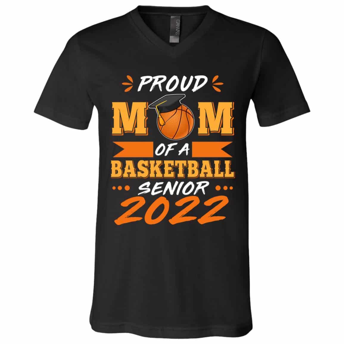 4Th. Basketball Senior 2022 MOM, Black, V-Neck T-Shirt