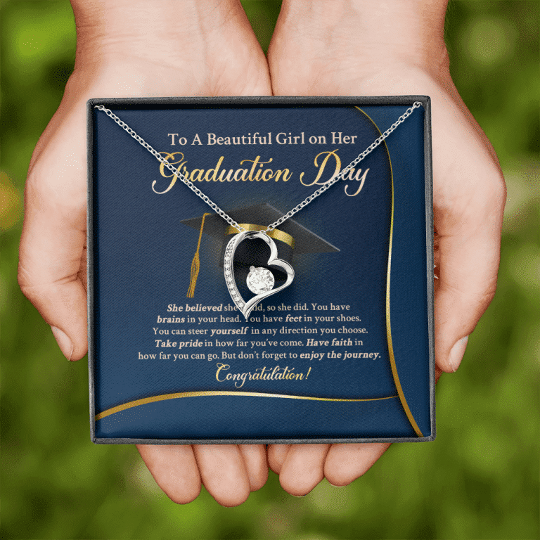 To A Beautiful Girl On Her Graduation Day She Believe Forever Heart Pendant Necklace