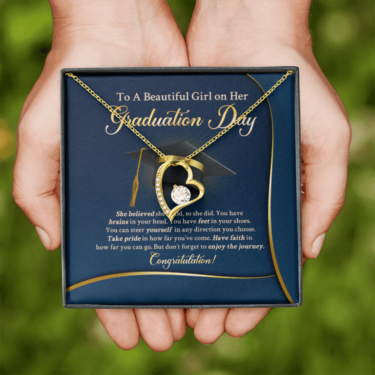 To A Beautiful Girl On Her Graduation Day She Believe Forever Heart Pendant Necklace