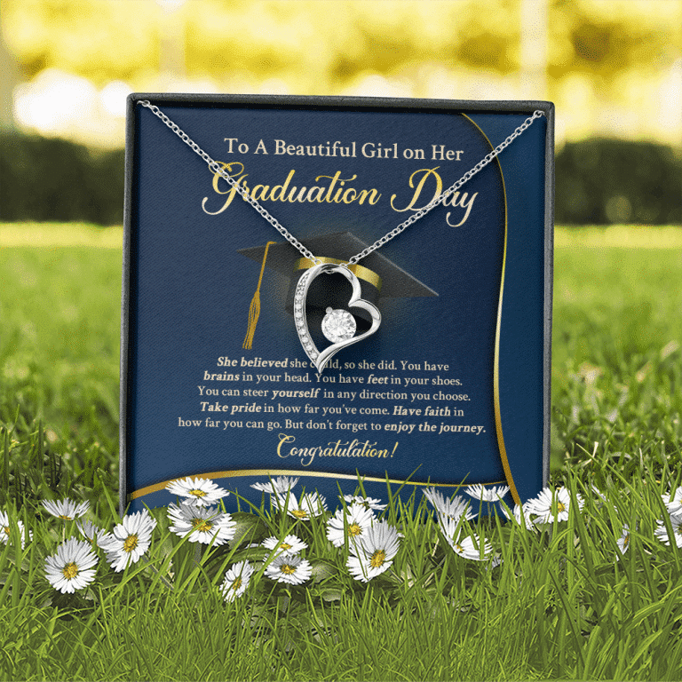 To A Beautiful Girl On Her Graduation Day She Believe Forever Heart Pendant Necklace