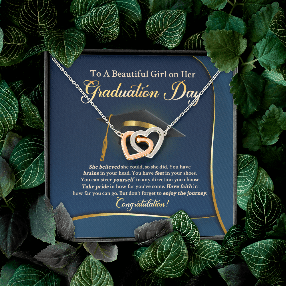 To A Beautiful Girl On Her Graduation Day She Believe Interlocking Hearts Pendant Necklace