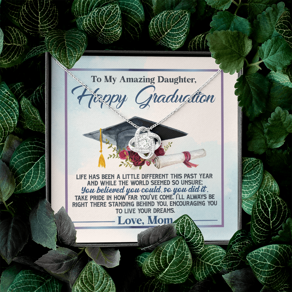 To My Amazing Daughter Happy Graduation Life Has Been A Little Different Love Knot Necklace To My Amazing Daughter Happy Graduation Life Has Been A Little Different Love Knot Necklace