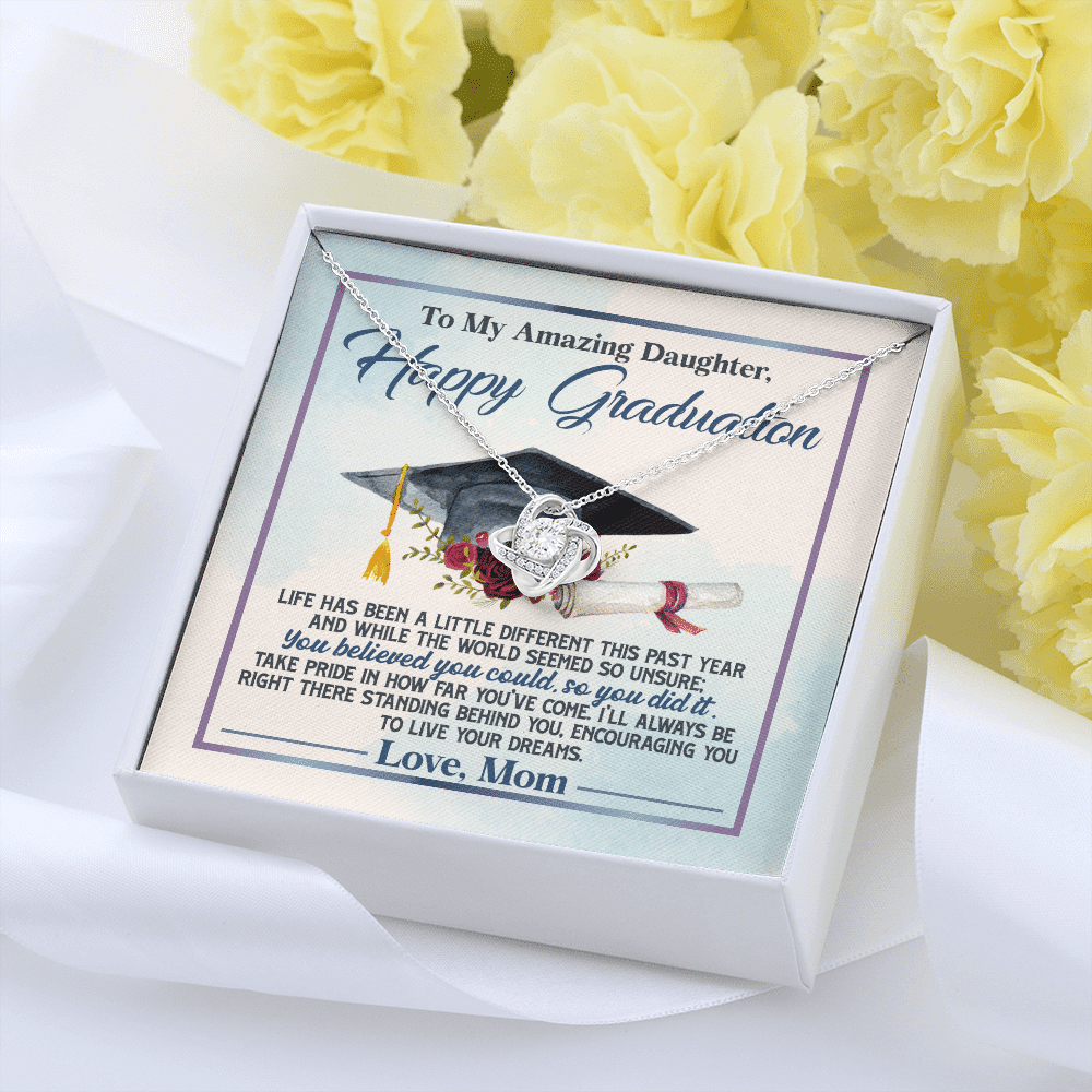 To My Amazing Daughter Happy Graduation Life Has Been A Little Different Love Knot Necklace To My Amazing Daughter Happy Graduation Life Has Been A Little Different Love Knot Necklace