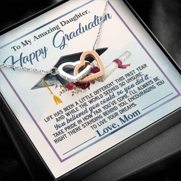 To My Amazing Daughter Happy Graduation Life Has Been A Little Different Interlocking Hearts Pendant Necklace