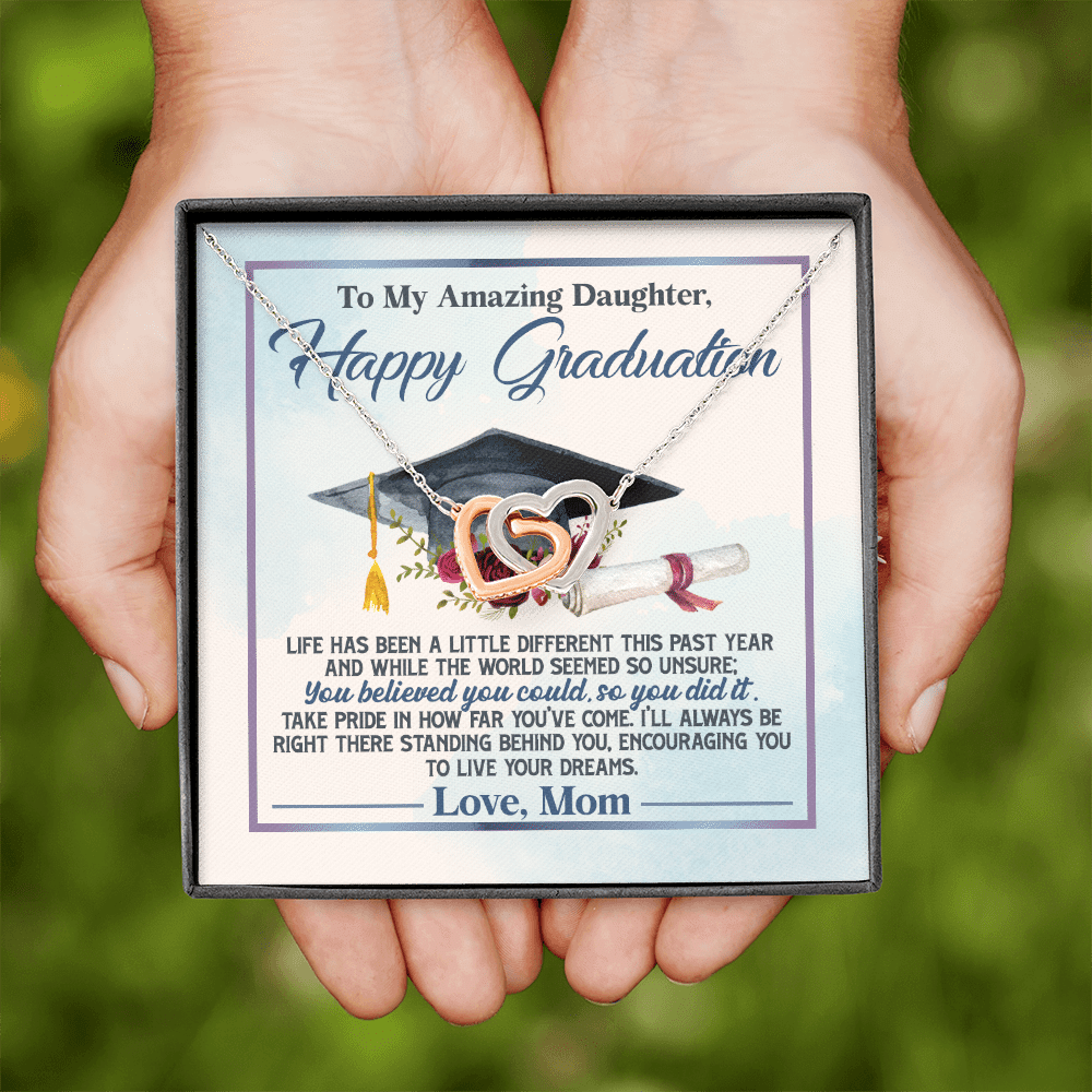 To My Amazing Daughter Happy Graduation Life Has Been A Little Different Interlocking Hearts Pendant Necklace To My Amazing Daughter Happy Graduation Life Has Been A Little Different Interlocking Hearts Pendant Necklace