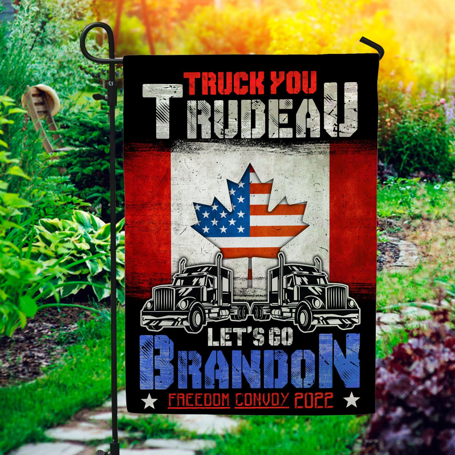 5VT. Truck You Trudeau Flag Garden Flag Mockup 1