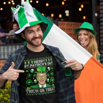 Alternative view of Merry St Patrick's Day Trick Or Treat Funny Biden Leprechaun Ugly T-Shirt
