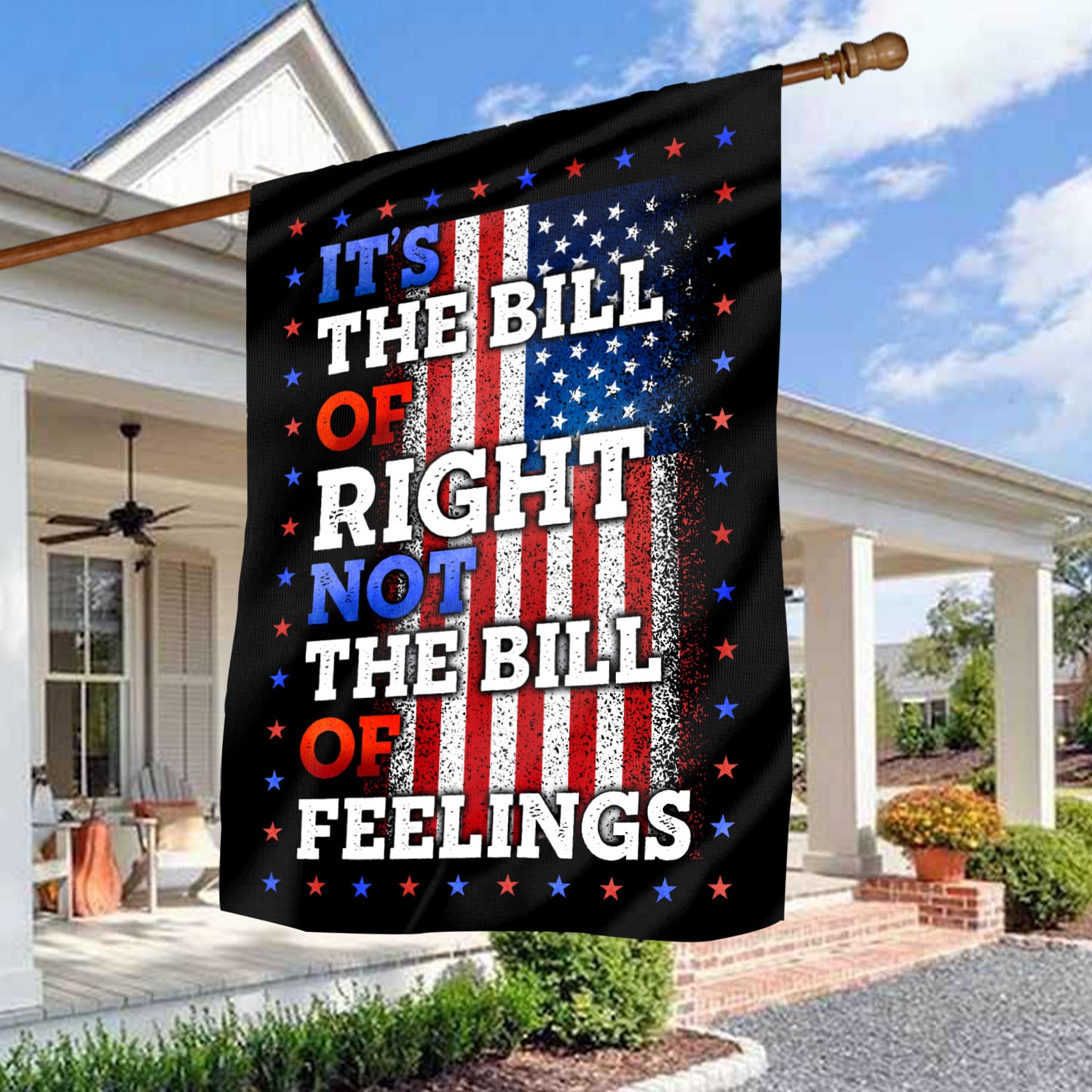 1O. Bill Of Rights-30x40 - Side 1 House Flag Mockup 3