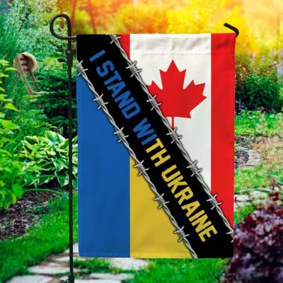 I Stand With Ukraine Canada Outdoor House Flag - No War In Ukraine Home Garden Flag