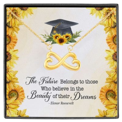 The Future Belongs To Those Who Believe Senior Graduation Infinity Heart Necklace