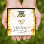 The Future Belongs To Those Who Believe Senior Graduation Interlocking Heart Necklace