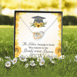 The Future Belongs To Those Who Believe Senior Graduation Interlocking Heart Necklace