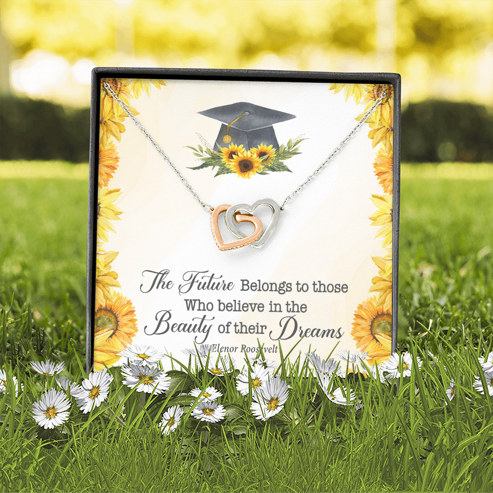 The Future Belongs To Those Who Believe Senior Graduation Interlocking Heart Necklace The Future Belongs To Those Who Believe Senior Graduation Interlocking Heart Necklace