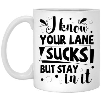 3O. Lane Sucks, White, 11 oz. White Mug