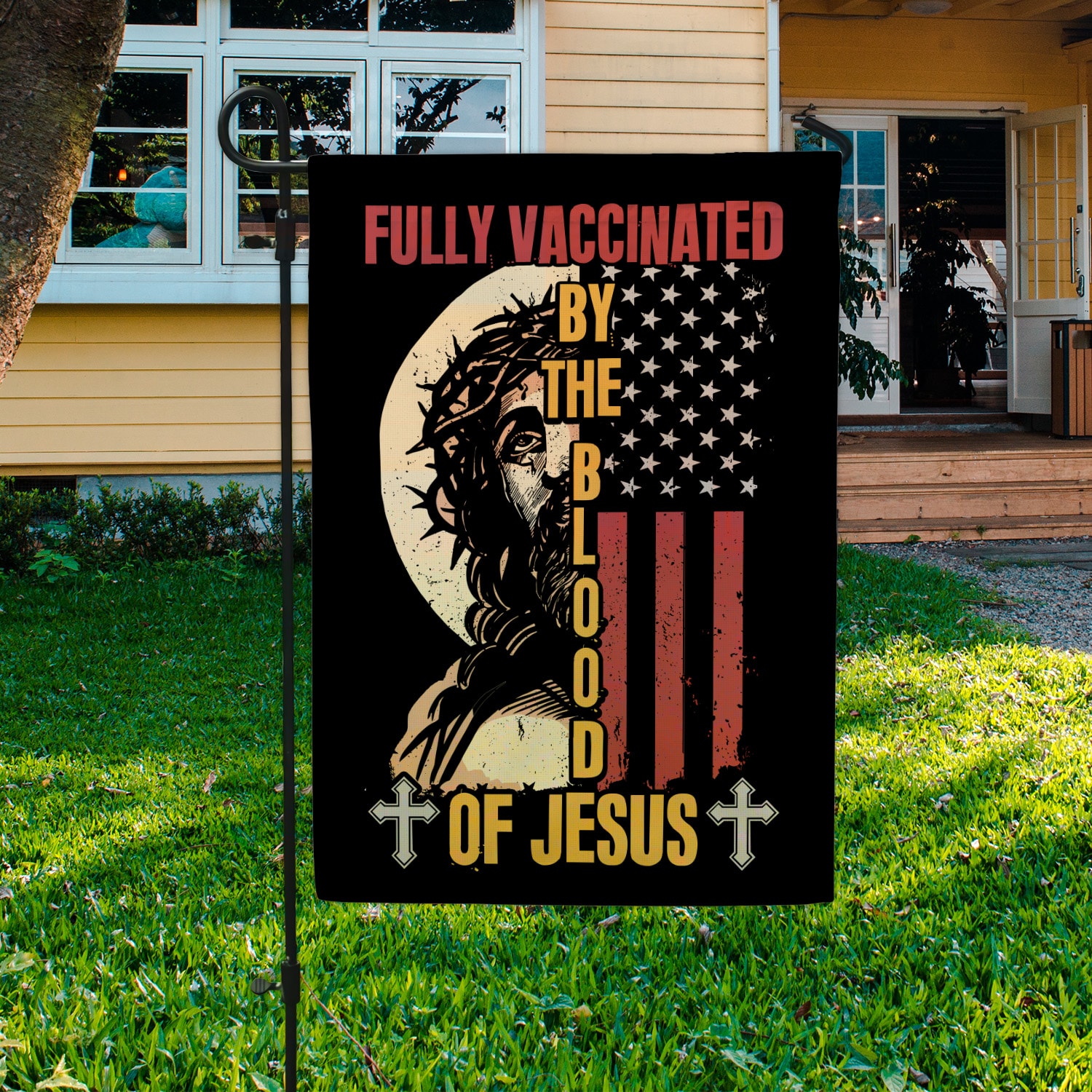 3O. Blood Of Jesus-30x40 Garden Flag Mockup 3