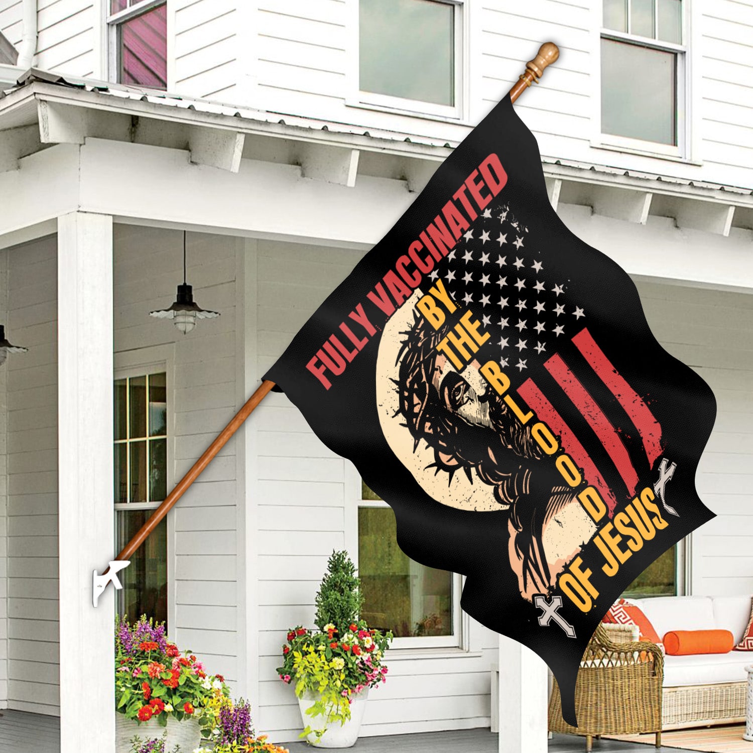 3O. Blood Of Jesus-30x40 House Flag Mockup 7
