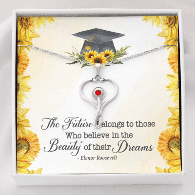 The Future Belongs To Those Who Believe Senior Graduation Stethoscope Necklace - Stethoscope Necklace