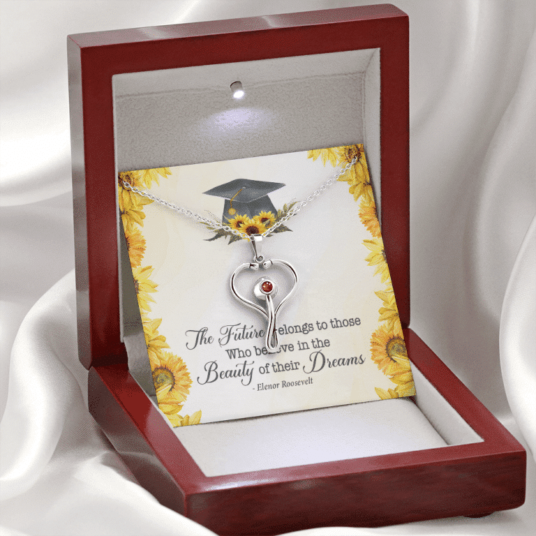 The Future Belongs To Those Who Believe Senior Graduation Stethoscope Necklace