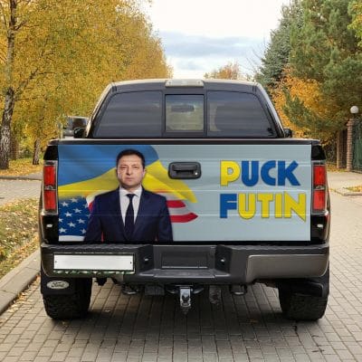 Puck Futin Decal Volodymyr Zelensky Russia Ukraine Truck Tailgate Decal Sticker Wrap - Vinyl Graphic Decal Bumper Sticker