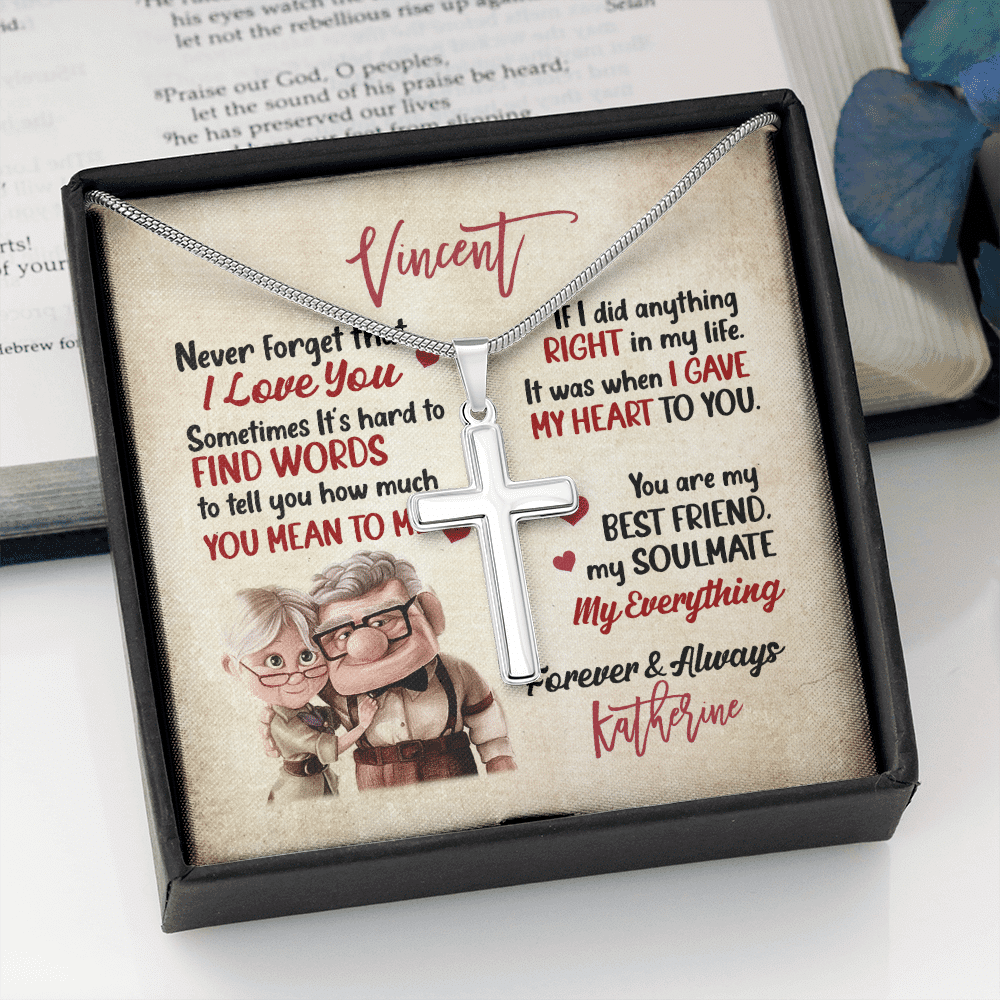 Personalized To My Husband Never Forget That I Love You Artisan Crafted Cross Necklace - Husband Gifts From Wife Personalized To My Husband Never Forget That I Love You Artisan Crafted Cross Necklace - Husband Gifts From Wife