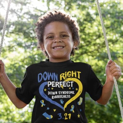 Alternative view of World Down Syndrome Day Awareness Socks T21 March Youth T-shirt - Down Right Perfect Shirt