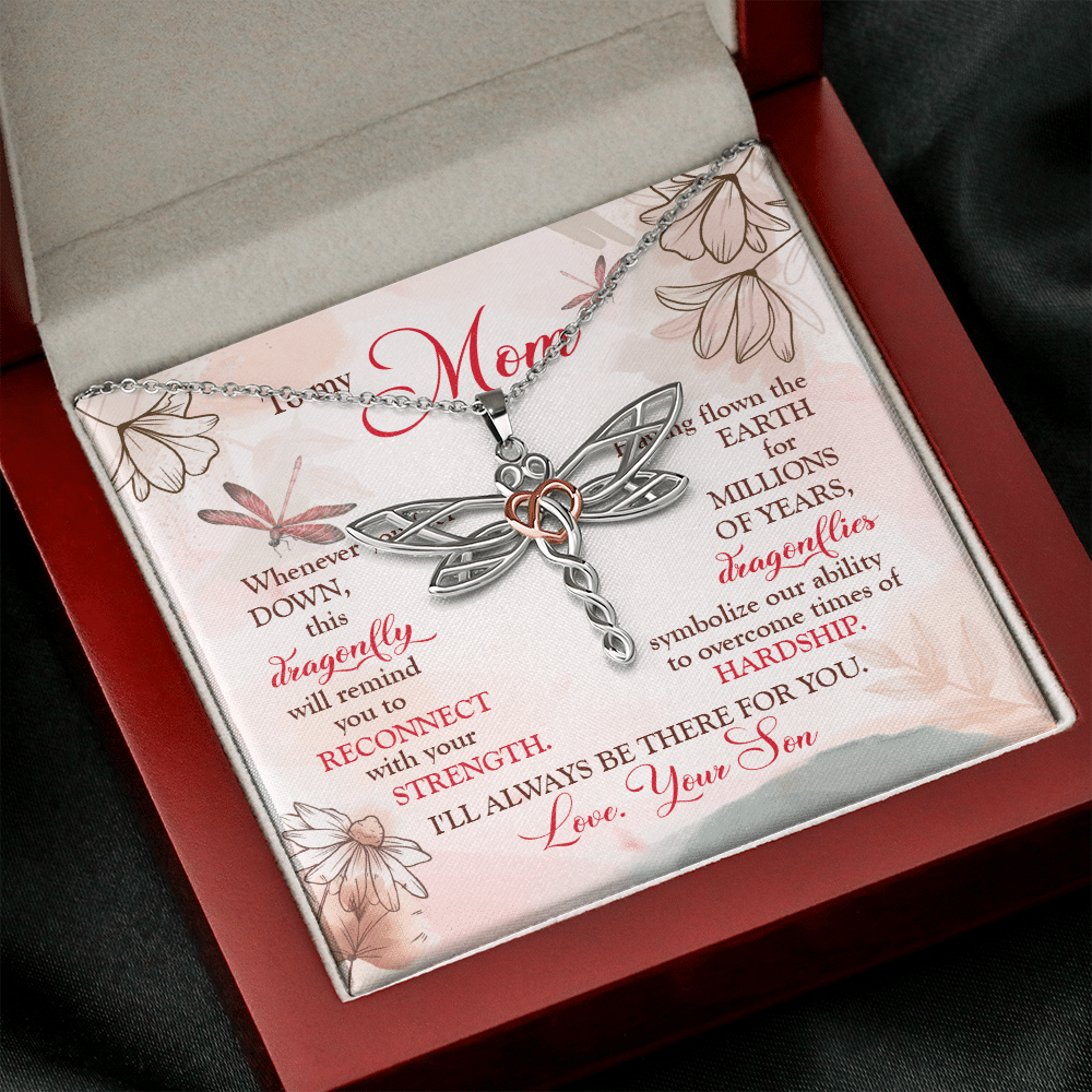 Son To My Mom Whenever You Feel Down This Dragonfly Will Remind You Dragonfly Necklace Mothers Day Gifts Necklaces