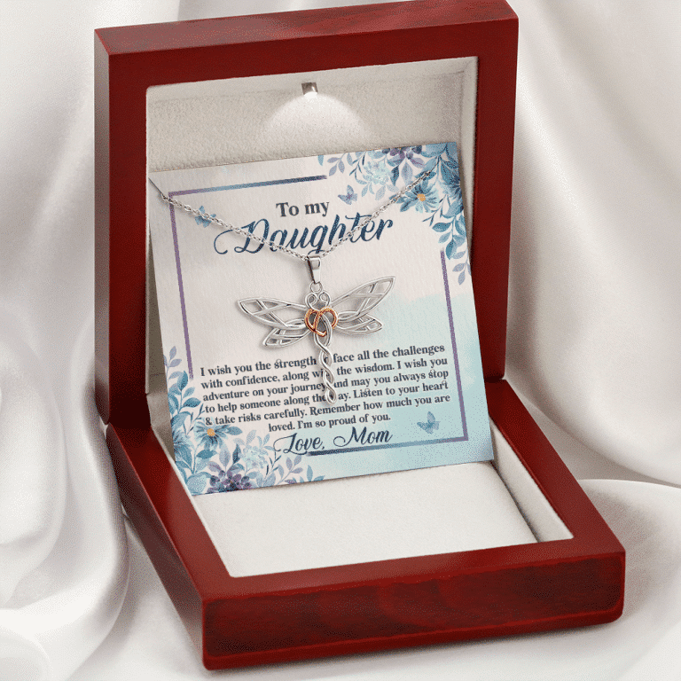 To My Daughter Remember how Much You Are Loved Dragonfly Pendant Necklace