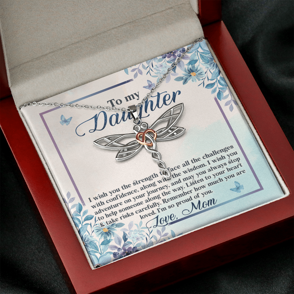 To My Daughter Remember how Much You Are Loved Dragonfly Pendant Necklace
