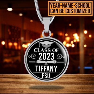 Personalized Year Graduation Class Of Circle Pendant Necklace - Graduation Gifts