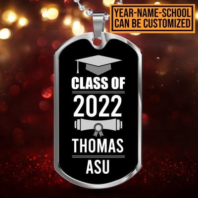 Personalized Year Graduation Class Of Dog Tag Pendant Necklace - Graduation Gifts