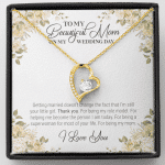 To My Beautiful Mom On My Wedding Day Forever Heart Pendant Necklace - Wedding Gift For Mom From Bride - Forever Love Necklace (18K Yellow Gold)