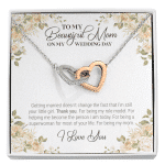 To My Beautiful Mom On My Wedding Day Interlocking Hearts Pendant Necklace - Wedding Gift For Mom From Bride - Interlocking Hearts Necklace