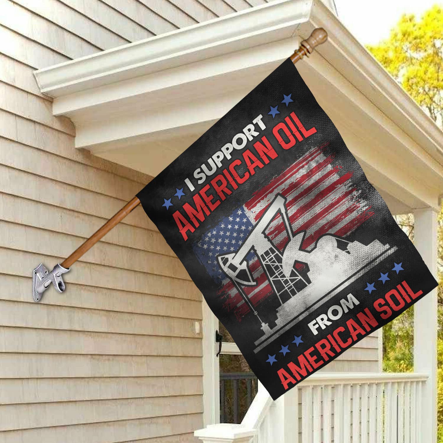 1VT. I Support American Oil flag House Flag Mockup 2
